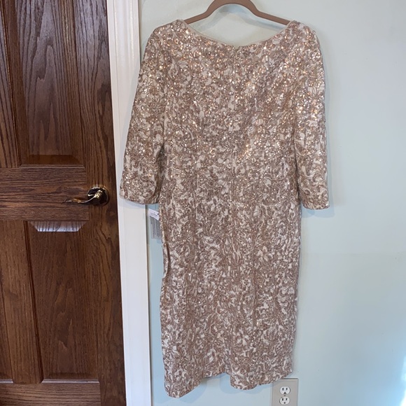 Alex Evenings Short Cocktail Sequins Dress-Ivory/Taupe-Women’s Size 14-NWT! - Picture 7 of 15